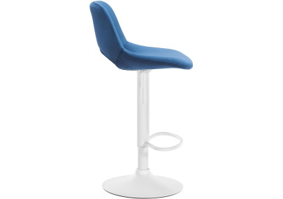 Tabouret de bar Camden velours blanc bleu