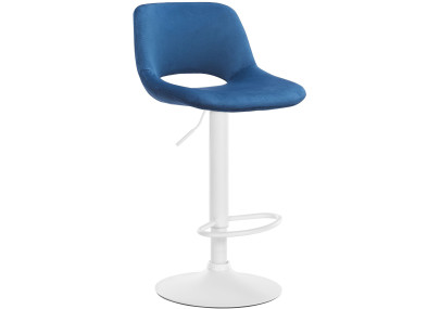 Tabouret de bar Camden velours blanc bleu