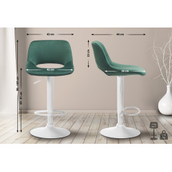 Tabouret de bar Camden en velours, blanc/vert