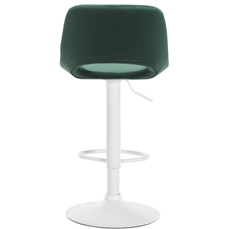 Taburete de bar Camden en terciopelo Verde,Metal blanco mate