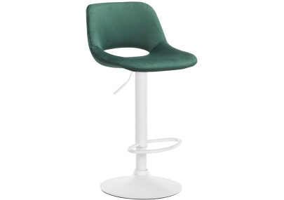 Tabouret de bar Camden en velours, blanc/vert