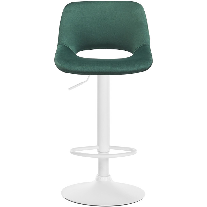 Taburete de bar Camden en terciopelo Verde,Metal blanco mate