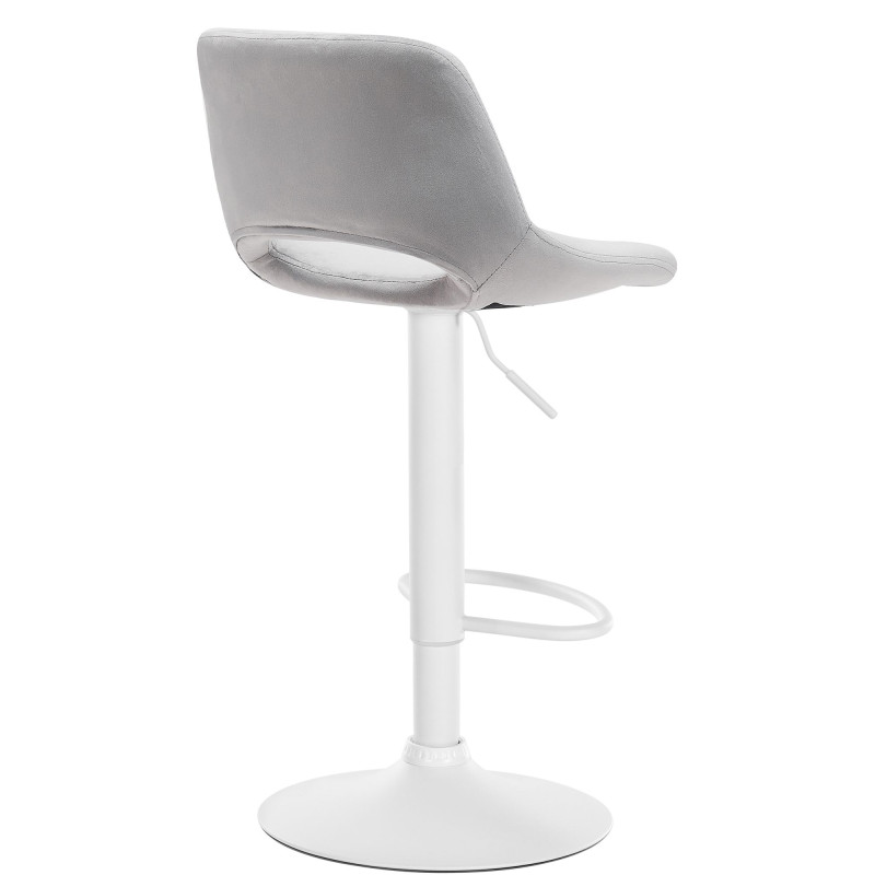 Tabouret de bar Camden, velours, blanc/gris clair