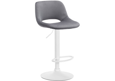Tabouret de bar Camden en velours blanc gris foncé
