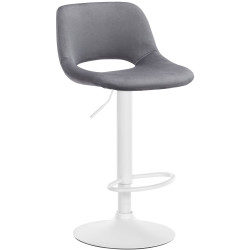 Tabouret de bar Camden, velours, blanc/gris foncé