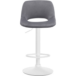 Tabouret de bar Camden, velours, blanc/gris foncé