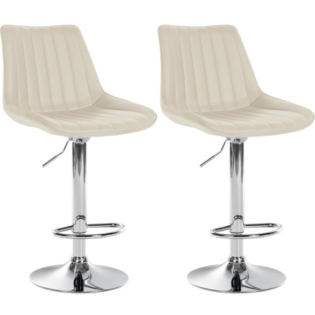 Ensemble de 2 tabourets de bar Toni, similicuir, chromés, crème