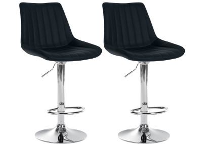 Ensemble de 2 tabourets de bar Toni, similicuir, chromés, noirs