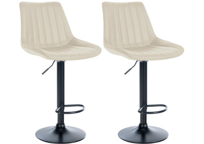 Ensemble de 2 tabourets de bar Toni en similicuir noir et crème