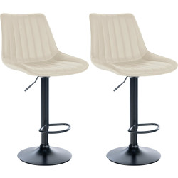 Ensemble de 2 tabourets de bar Toni en similicuir noir et crème