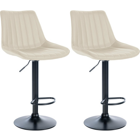 Lot de 2 tabourets de bar Toni, similicuir, noir crème