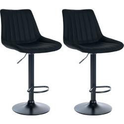 Lot de 2 tabourets de bar Toni, similicuir, noir noir