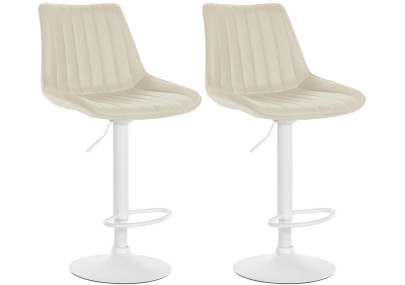 Lot de 2 tabourets de bar Toni, similicuir, blanc/crème