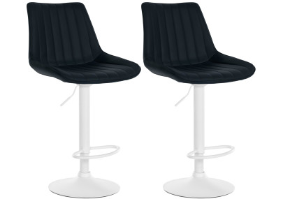 Lot de 2 tabourets de bar Toni, similicuir, blanc/noir