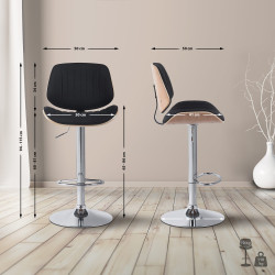 Ensemble de 2 tabourets de bar Clawson en tissu chromé naturel/noir