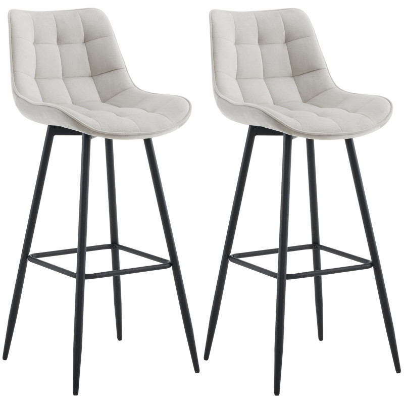 Lot de 2 tabourets de bar Dartford en velours gris