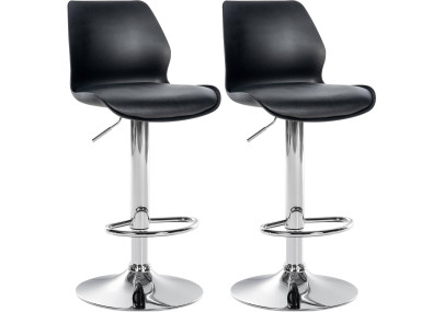 Lot de 2 tabourets de bar Gilbert, en plastique noir