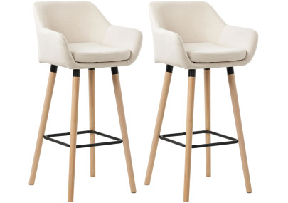 Ensemble de 2 tabourets de bar Grant, tissu, beige