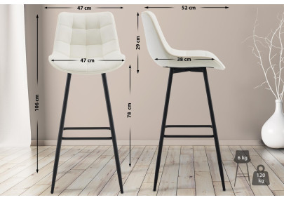 Tabouret de bar Dartford en velours, crème