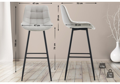 Tabouret de bar Dartford en velours gris