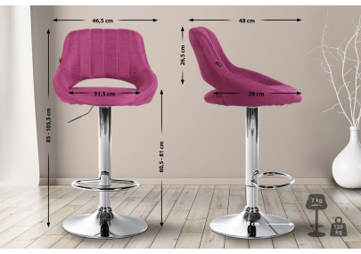 Ensemble de 2 tabourets de bar Milet en tissu C violet