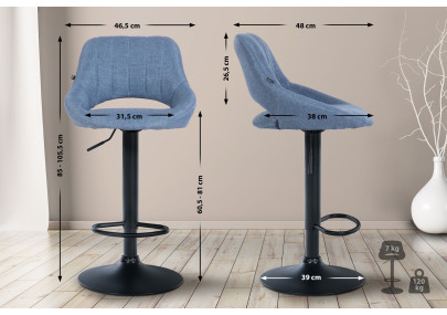 Ensemble de 2 tabourets de bar Milet en tissu bleu B