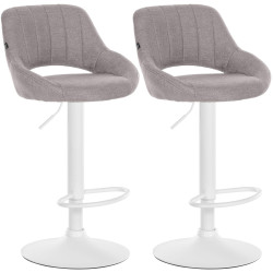 Ensemble de 2 tabourets de bar Milet en tissu W gris