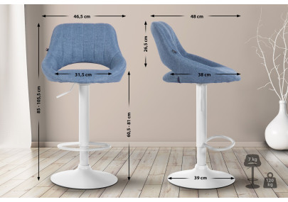 Ensemble de 2 tabourets de bar Milet en tissu bleu clair
