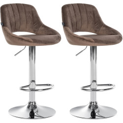 Ensemble de 2 tabourets de bar Milet en velours C brun