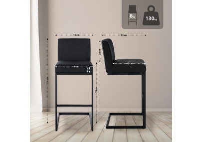 Tabouret de bar Hopewell, tissu B, gris foncé