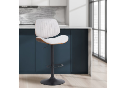 Tabouret de bar Clawson, tissu noyer noir/crème
