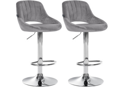 Lot de 2 tabourets de bar Milet en velours gris foncé