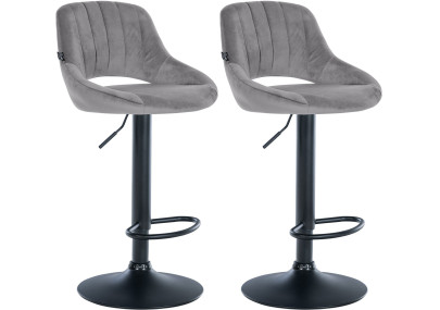 Ensemble de 2 tabourets de bar Milet en velours gris foncé