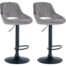 Ensemble de 2 tabourets de bar Milet en velours gris foncé