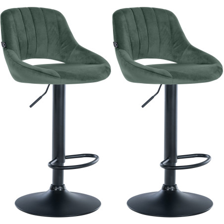 Ensemble de 2 tabourets de bar Milet en velours B vert