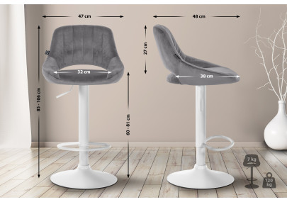 Lot de 2 tabourets de bar Milet velours W gris foncé