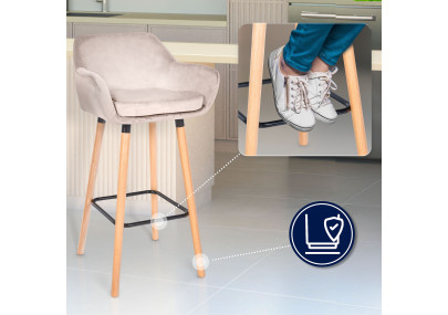 Tabouret de bar Grant velours crème