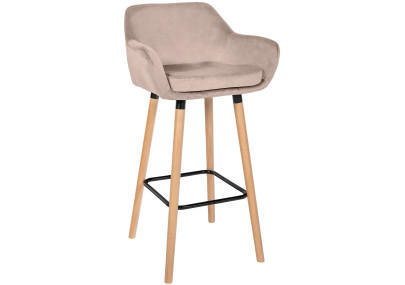 Tabouret de bar Grant en velours gris clair