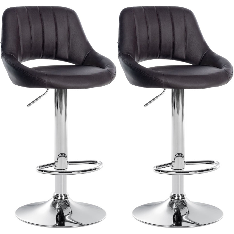 Ensemble de 2 tabourets de bar Milet, similicuir C brun
