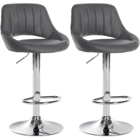 Ensemble de 2 tabourets de bar Milet, similicuir C gris