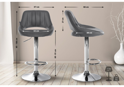 Ensemble de 2 tabourets de bar Milet, similicuir C gris