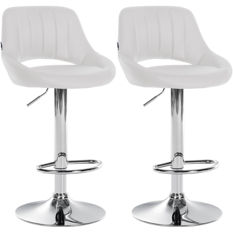 Juego de 2 Taburetes de bar Milet en polipiel Blanco,Metal cromado