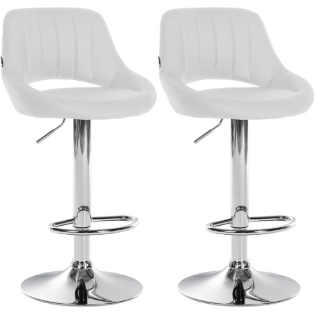 Juego de 2 Taburetes de bar Milet en polipiel Blanco,Metal cromado