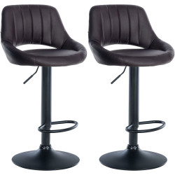 Ensemble de 2 tabourets de bar Milet, similicuir, B brun