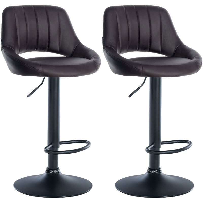 Juego de 2 Taburetes de bar Milet en polipiel Marrón,Metal negro mate