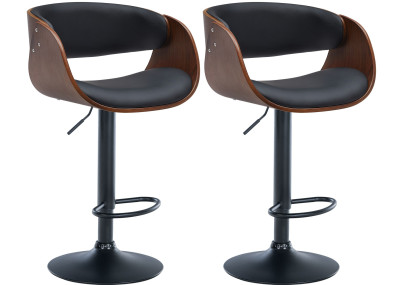 Ensemble de 2 tabourets de bar Portmore, similicuir, noyer/noir