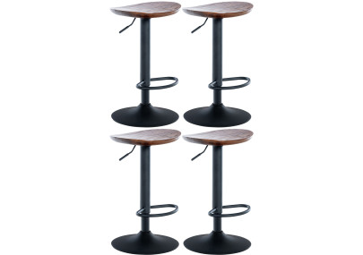 Ensemble de 4 tabourets de bar Skelde, noyer
