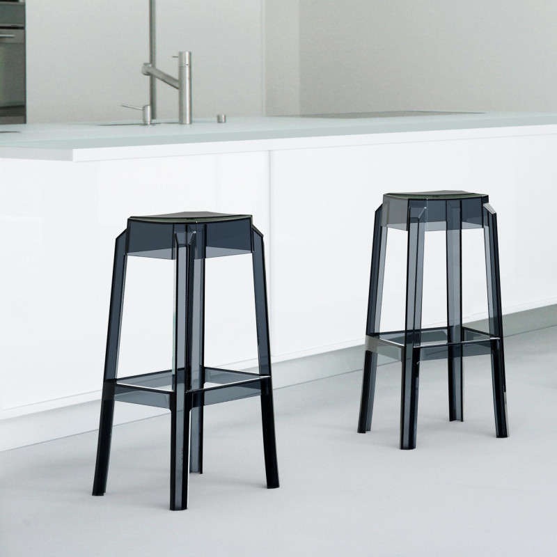 Tabouret de bar Fox, transparent noir