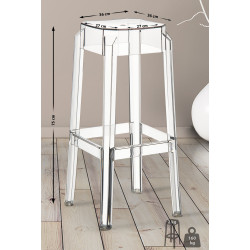 taburete de bar transparente Fox