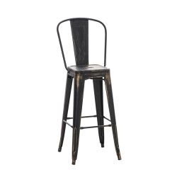 Tabouret de bar Aiden, noir et or antique